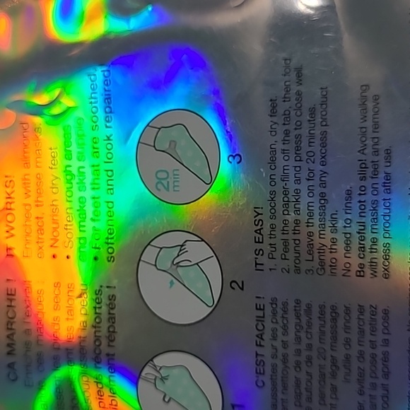 3 for/ $20 Sephora Almond Foot Mask Hologram Packaging - Picture 7 of 7